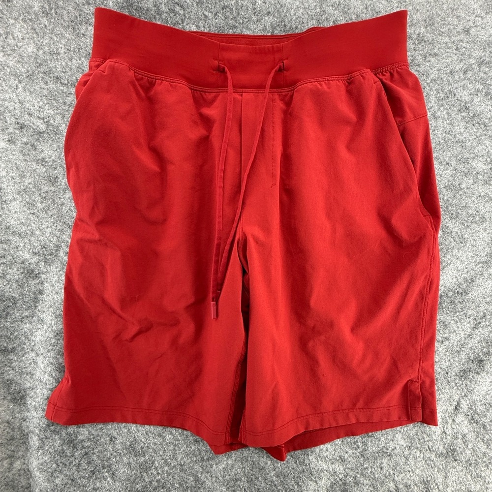 Lululemon‎ Jersey Short Red Size Medium RN106259 Drawstring Zipper 9" Inseam